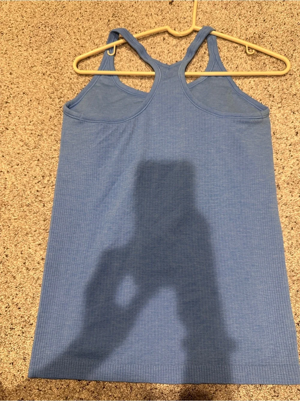 Lululemon Ebb to Street Tank Blue Linen Size 10 Ribbed Built-In Bra